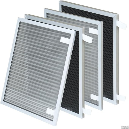 Replacement Filters Compatible with Nuwave Oxypure Zero Smart Air Cleaner Purifier Model 47351, 47251, 47261, 2 Stainless Steel Pre-filters and 2 Activated Carbon Coated Filters