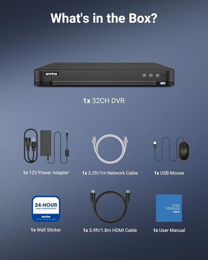 ANNKE 32CH H.265 Pro+ 3K Lite Digital Video Recorder with Human/Vehicle Detection, 5-in-1 Hybrid CCTV DVR for Home/Business Surveillance Camera System, 24/7 Recording, P2P Remote Access, No HDD