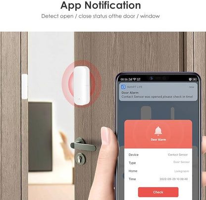 Mengshen 2 Pack WiFi Door Window Sensor Smart Contact Sensor with App Alerts for Home Security Works with Tuya Smart Life Devices Compatible with Alexa Google Home