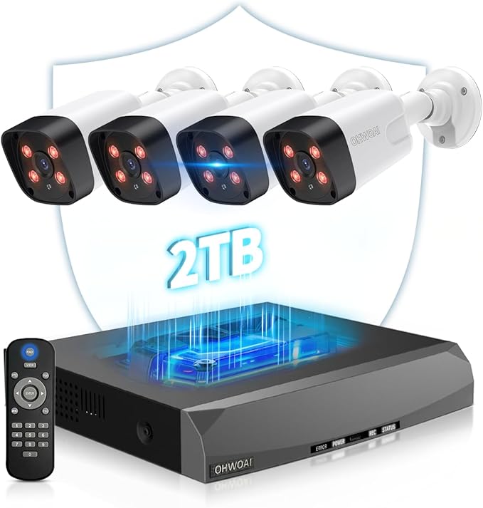 《130°Wide Angle & 2-Way Audio》Outdoor Security Camera System, IP Wired Cameras, 4K Video Surveillance Systems