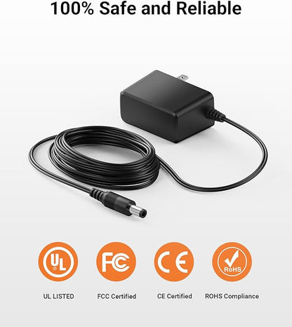 Anlapus DC 12V 2A Power Adapter, 5.5mm x 2.1mm Plug, 3.28ft Long Cords, 100V-240V Power Supply for Home CCTV Security Cameras, DVR, NVR Surveillance Systems