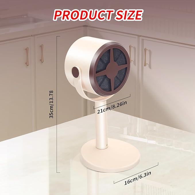 Mini Rechargeable Desktop Air Purifier with 10 Carbon Filters, Quiet Air Cleaner Fan for Smoking Indoors, Compact Desktop Air Purifier and Smoke Remover for Home, Office, Kitchen, Desk, and Travel