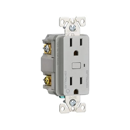 Eaton EWFTRCR15-SG-BX-L Wi-Fi Smart Receptacle Works with Hey Google and Alexa, Silver Granite