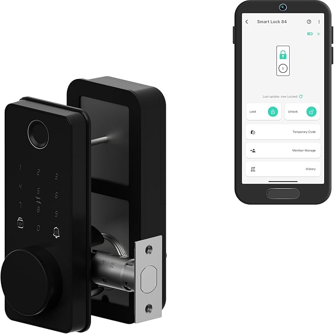 YoLink Smart Deadbolt Lock with Fingerprint, Keypad, IC Card, Fob and App Control LoRa Long Range, Alexa, Google, IFTTT and Home Assistant YoLink Hub Required