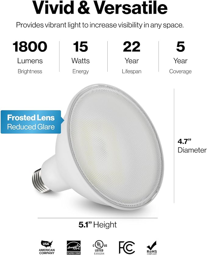 Sunco 12 Pack Outdoor Flood Light Bulbs, PAR38 LED Flood Lights Waterproof, 1800 LM, 15W (150W Equivalent), 3000K Warm White, Dimmable, E26 Base, for Porch Landscape Driveway Garage Yard, UL