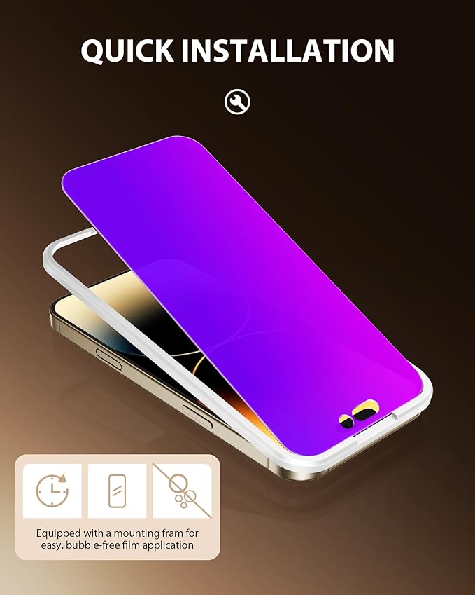 PDDKISS Compatible for iPhone 14 Pro Max Privacy Screen Protector Tempered Glass 6.7 inch Display, Gradient Colorful Anti Spy Light HD Easy Installation