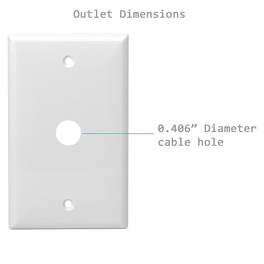 ENERLITES 1 Gang 0.406 Inch Hole Telephone/Cable Wall Cover, Fade Resistant Unbreakable Polycarbonate with Smooth Surface, 8661-W White