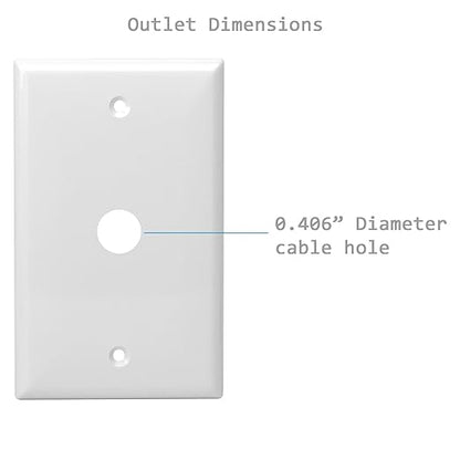 ENERLITES 1 Gang 0.406 Inch Hole Telephone/Cable Wall Cover, Fade Resistant Unbreakable Polycarbonate with Smooth Surface, 8661-W White