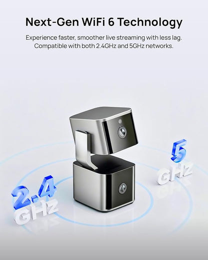 Dual Lens Security Indoor Camera 5G/2.4G WiFi, 2K+2K Pet Smart Camera with Pan Tilt for Home, Baby Monitor, AI Tracking, Motion Detection, Color Night Vision, 2-Way Talk, No Dead Zone, 355° View