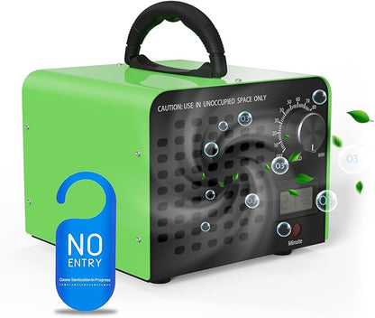 Ozone Generator 60,000 mg/h, Portable O3 air purifiers for home, Car, Office & Industrial, Ozone machine odor Removal for Smoke, Pet Odor Eliminator, 120min Timer & Safety Auto-Off, Green