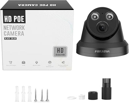 VIKYLIN 4K 8MP IP PoE AI Camera(Black),Security IP Turret Camera with 98ft EXIR2.0 Night Vision,Built-in Mic,Human/Vehicle Detection, 2.8mm Lens,H.265,IP67,NDAA Complaint