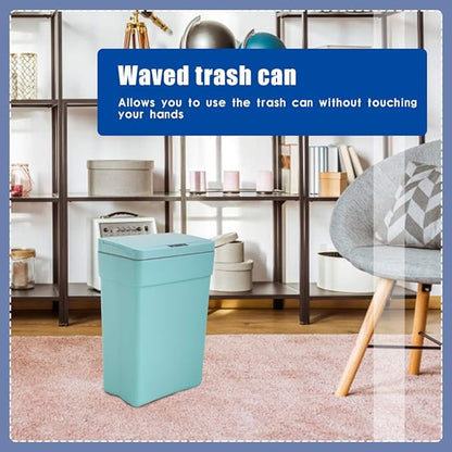 13 Gallon Trash Can Plastic Kitchen Trash Can Automatic Touch Free High-Capacity Garbage Can with Lid for Bedroom Bathroom Home Office 50 Liter (Blue)