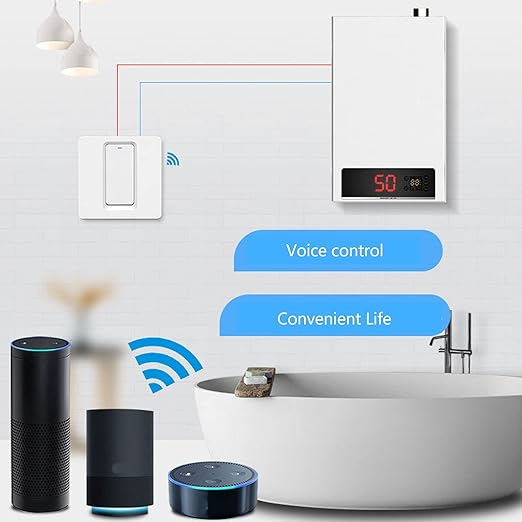 Smart Touch Wall Switch with Voice Control and Timer for Water Heater Boiler Home Automation