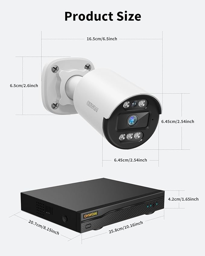《All-in-One DVR & 80FT Night Vision》Outdoor Wired Security Camera System,CCTV Cameras Outside, Home Video Surveillance Systems