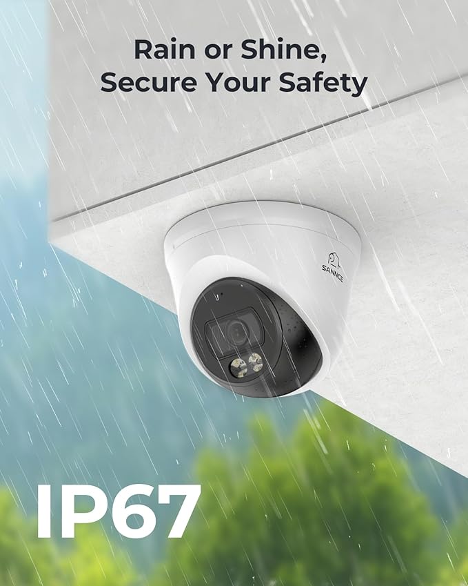 SANNCE 2K 3MP PoE Security Camera System - 8CH 6MP NVR with 8PCS 3MP HD Clear Full Color Night Vision Dome Surveillance Cameras, IP67 Weatherproof, Audio Recording (1TB HDD)