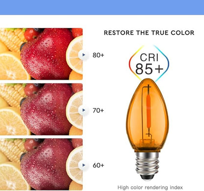 Ruiandsion E12 LED Bulb 110V Orange No Stroboscopic Eye Protection for Chandelier Wall Night Table Floor Window Display Light Pack of 2