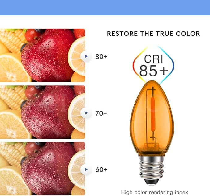 Ruiandsion E12 LED Bulb 110V Orange No Stroboscopic Eye Protection for Chandelier Wall Night Table Floor Window Display Light Pack of 6