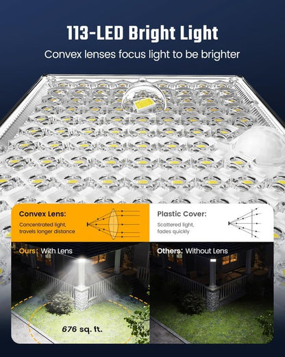 SUPERDANNY Solar Outside Lights with 113 Bright LEDs 7000K with 16ft Cable