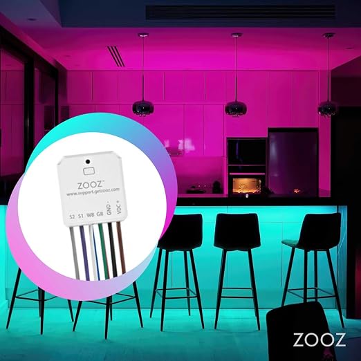 Zooz 800 Series Z-Wave Long Range RGBW Dimmer ZEN56 | for Use with 12-24 V DC Non-Smart LED Strips Only | Z-Wave Hub Required (Sold Separately)