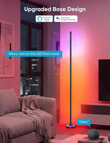 APPECK RGBW 60 Inch Floor Lamp, Standing Lamps with App Control | Smart Corner Floor Flamp Color Changing Modern Standing Lamps with 110 Scenes for Bedroom, Living Room,Compatible with Alexa