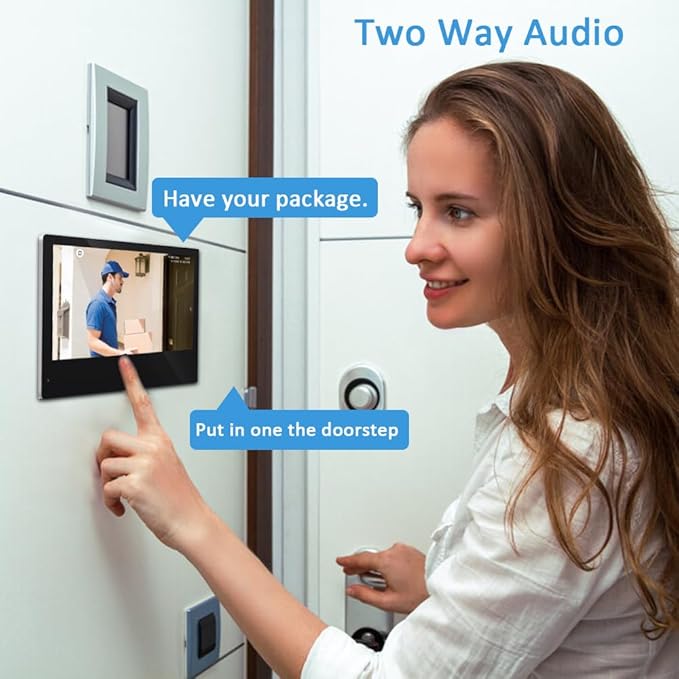 ANJIELO SMART Wired Video Door Phone Apartment Intercom System,WiFi 10 Inch Touch Monitor with 1080P Doorbell Camera,RFID Card Unlocking for Home Tuya,32G