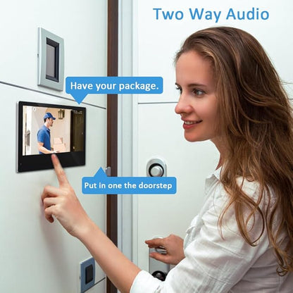 ANJIELO SMART Wired Video Door Phone Apartment Intercom System,WiFi 10 Inch Touch Monitor with 1080P Doorbell Camera,RFID Card Unlocking for Home Tuya,32G