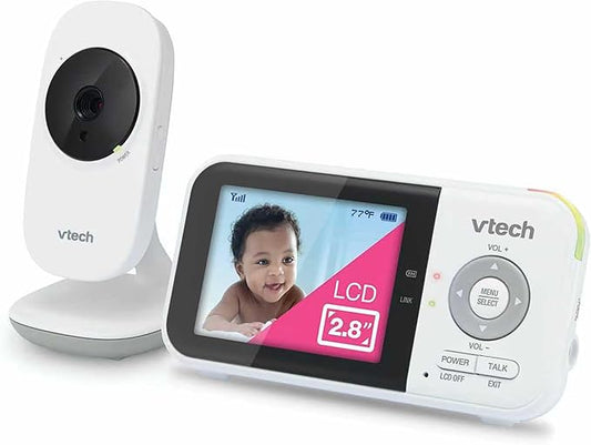 VTech VM819 Non-WiFi Video Baby Monitor with Camera - 2.8" Screen, 1000ft Range, 19Hr Battery Life, Night Vision, Temperature Sensor, Lullabies, 2-Way Talk - Secure Private FHSS Transmission