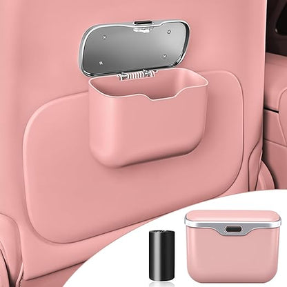 HOLDCY Car Trash Can, Waterproof Multi‑Functional Auto Trash Bin for Door/Console/Seat Back, Universal Vehicle Garbage Can for Car/Truck/SUV Drivers (Pink)