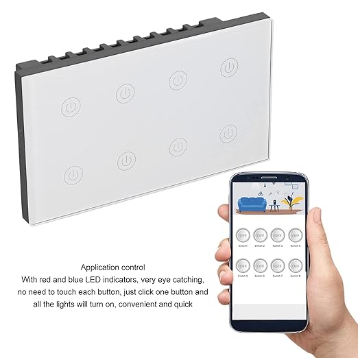 Smart Light Switch 8 Gang Panel Compatible AC100-240V Smart Home Automation