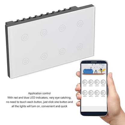Smart Light Switch 8 Gang Panel Compatible AC100-240V Smart Home Automation