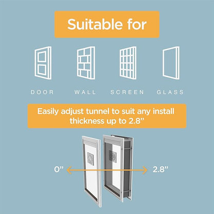 Hakuna Pets Deluxe Aluminum Pet, Cat and Dog Door with 2-Way Locking Panel for Screens, Doors and Walls up to 2.8" Thick, Small, Silver