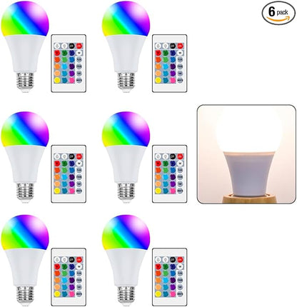 6-Pack 25W LED Colorful Mood Lamp 15Colors Changing 4 Dynamic Modes Multifunction Indoor Atmosphere Nightlight AC85-265V Spotlight Bar Party Festival Background Decoration Lighting With IR Remote