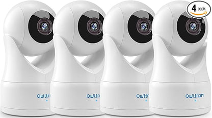 owltron 4pcs Indoor Pan/Tilt Security Camera 2K, Smart Cam for Home Security with Motion Detection, 2.4G WiFi with Phone APP, Baby/Pet Camera with IR Night Vision & Two Way Talk