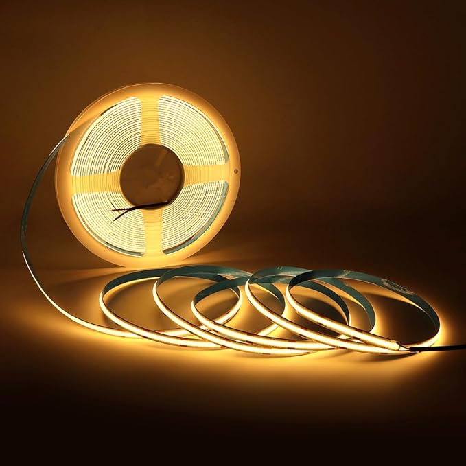 32.8FT COB LED Strip Light 24V 2700K RA90+ Flexible High Bright Dimmable LED Tape, 8mm Width Strip Light with 3840 LEDs for Home Indoor Lighting Decor (Without Power Supply or Adapter)
