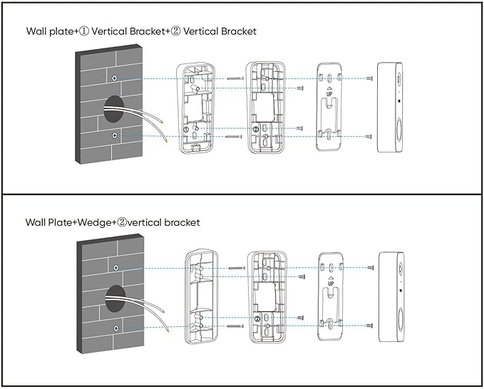 Wyze Lifestyle Video Doorbell Camera v2 Wedge Kit, 3 Mounting Bracket (One Adjustable 15° Horizontal Bracket, Two 7.5° Vertical Bracket), Replacement Angle Adjustment Adapter Wedge Kit