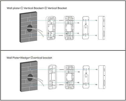 Wyze Lifestyle Video Doorbell Camera v2 Wedge Kit, 3 Mounting Bracket (One Adjustable 15° Horizontal Bracket, Two 7.5° Vertical Bracket), Replacement Angle Adjustment Adapter Wedge Kit