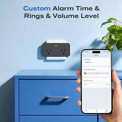 Power Failure Alarm WiFi, Newest Smart Power Outage Alarm with App Remote Cancel Device Alert & Custom Alert Time, 2 Sockets Home Power Loss Alarm for Freezer, GFCI Trips, Sump Pump, Pet Feeder