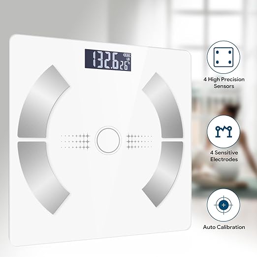Smart Scale for Body Weight, Bathroom Digital Weighing Scale with BMI, Body Fat, Muscle Mass, Accurate Bluetooth Home User Health Equipment Sync Apps【White】