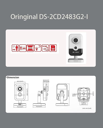 DS-2CD2483G2-I, 8MP Hik PoE Home Security Camera with PIR Human Detection, 120dB WDR, H.265+ Compression, Human/Vehicle Classification, PoE/DC Power