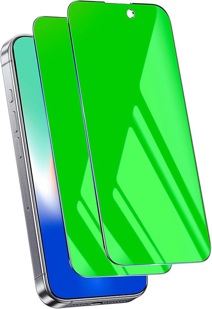 Privacy Screen Protector for iPhone 13/13 Pro/14/16E Tempered Glass 6.1 inch Private Protective Film Anti-Blue Light Anti Spy No-Bubble Gradient Green [HD Clarity], 2-Pack