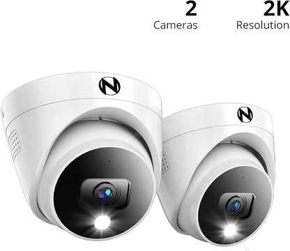 Night Owl Add On Wired 2K HD Indoor/Outdoor Deterrence Dome Cameras with 2-Way Audio (2-Pack) (Requires Compatible DVR - Sold Separately)