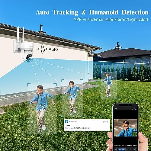 5MP PT Wireless Security Camera System 8Pcs Cameras 4TB HDD 60 Days Storage