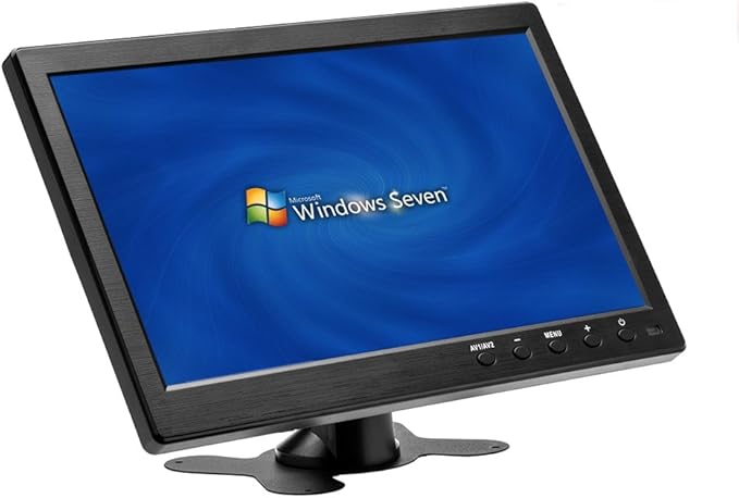 Hikity 10.1 Inch Small HDMI Monitor Portable CCTV Monitors 1280x600 for PC/TV/Raspberry Pi/Camera/Gaming with BNC/AVI/VGA/HDMI Input Cable, Support Remote Control, Built-in Speakers Flip Image
