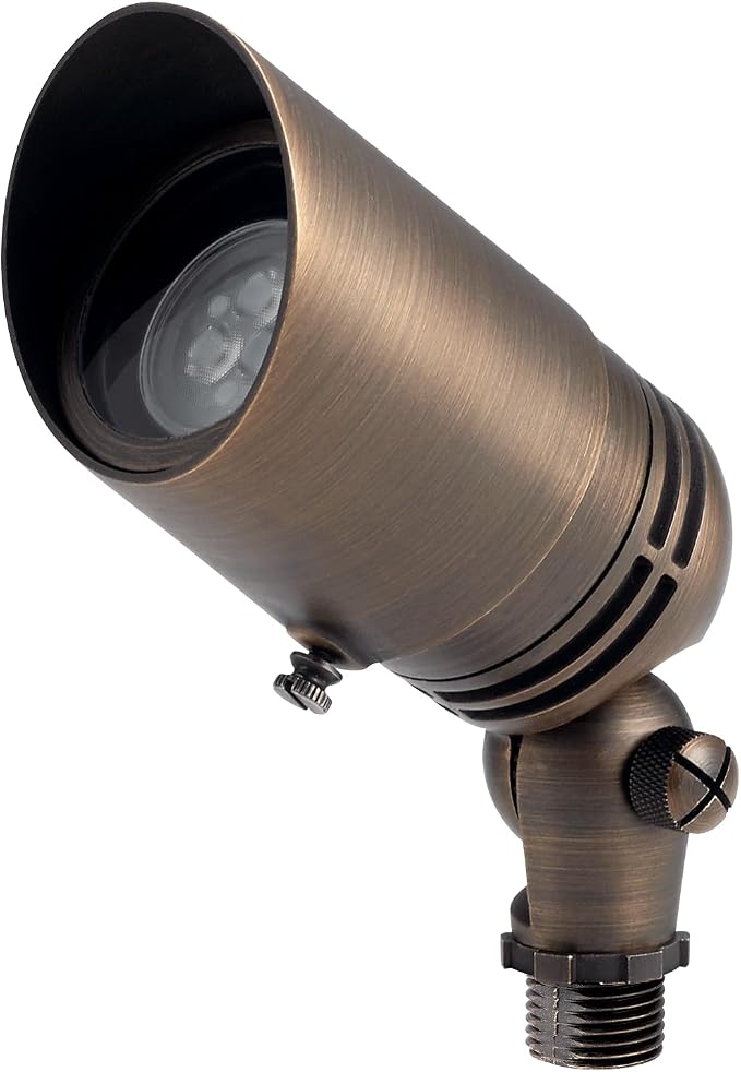 Kichler MR-16 Low Voltage Landscape Spotlight Light, Centennial Brass | Adjustable cowl directs precise uplighting for trees and architectural accents (2.5" x 6"), 15485CBR