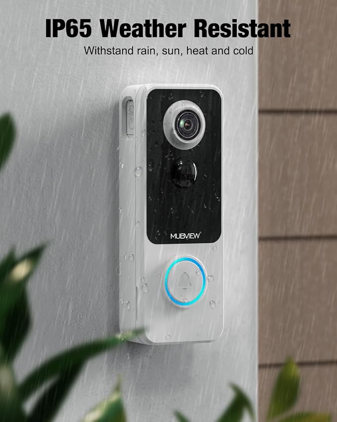 MUBVIEW 1080p Wireless Video Doorbell with Chime, No Subscription