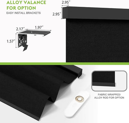 Motorized Blinds with Remote，100% Blackout Smart Blinds Motorized Roller Shades Compatible with Alexa Automatic Blinds for Windows Electric Window Blinds Customized Size Ultra Black Mist