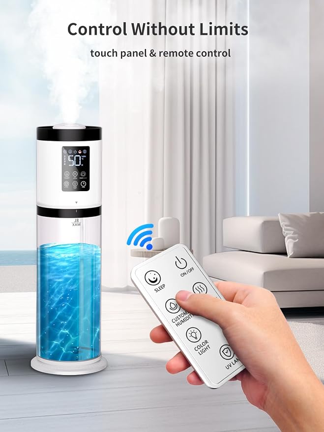 8L Humidifiers for Bedroom, 30dB Quiet, 500ft² Coverage, 60H Runtime