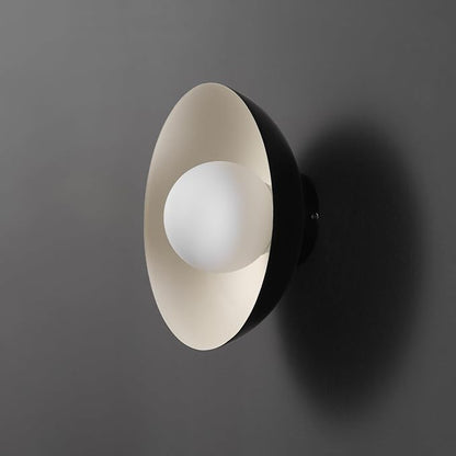 1-Light Matte Black Flush Mount Ceiling Light with White Opal Glass Shade | White Opal Glass Globe Shade, Wall or Ceiling Mount, Hallway or Entryway, Model 66000076