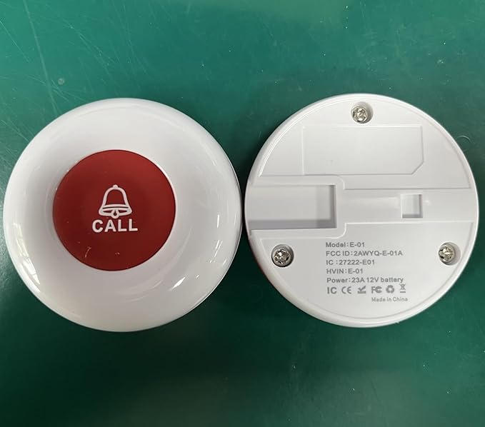 Daytech Caregiver Pager Call Button for Elderly Nurse Alert System for Seniors Patient Disabled at Home/Hospital/Clinic/Nursing Home 2 Emergency Button 2 Plugin Receivers