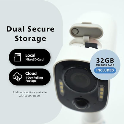 Swann Xtreem4K Eco Security Camera with Solar Panel: 4K UHD Video, AI Motion Detection w/Thermal Sensing, Solar Charging, Color Night Vision, Two-Way Audio, IP65 Weatherproof, 32GB MicroSD Included.